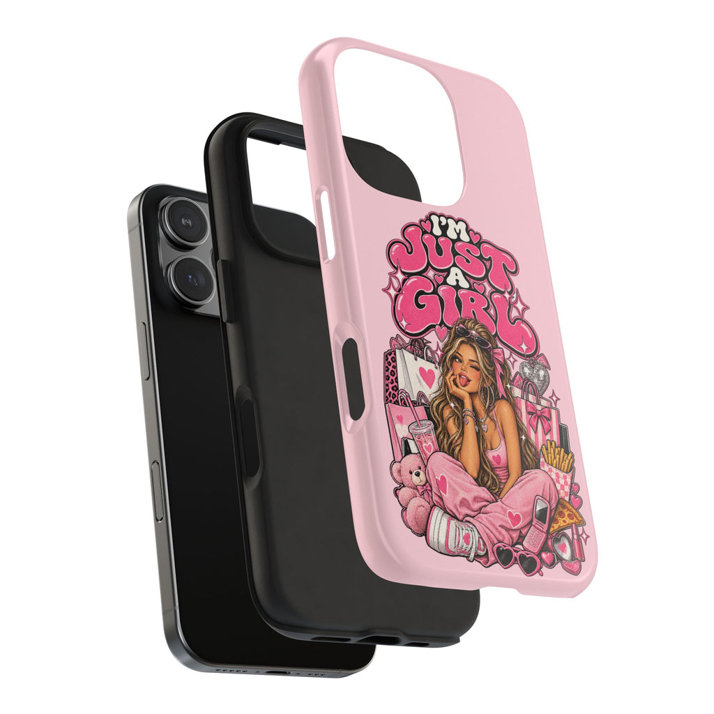 Pink "I'm Just a Girl" Tough Phone Case — Cute Girl Aesthetic Protective iPhone Cover