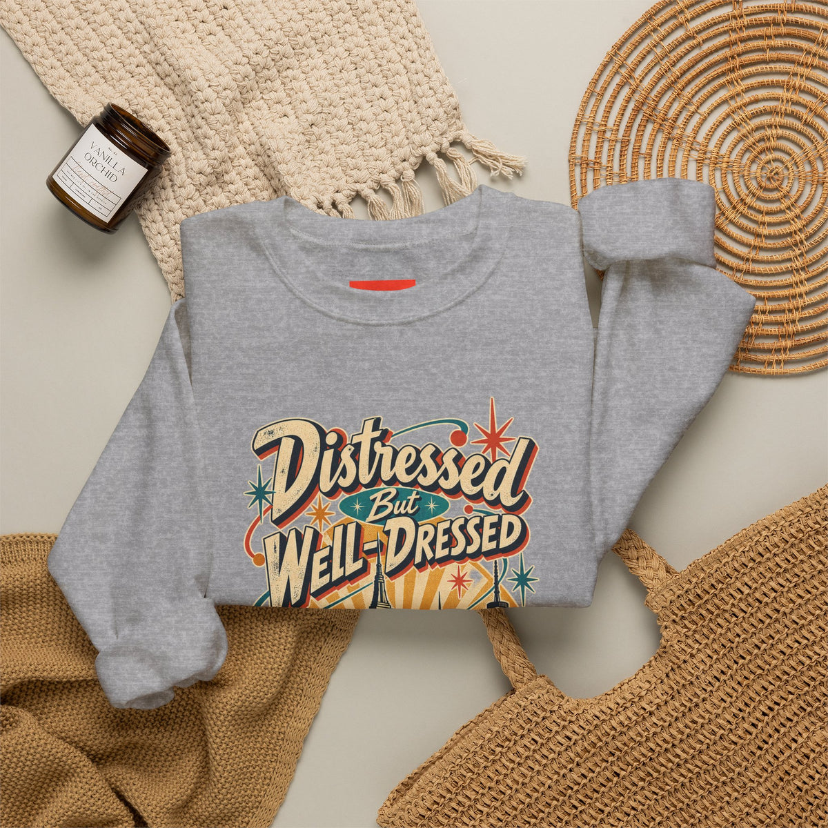 Distressed But Well-Dressed Funny Fashion Sweatshirt