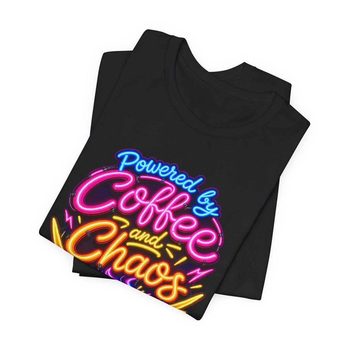 Powered by Coffee and Chaos Funny Nurse T-Shirt