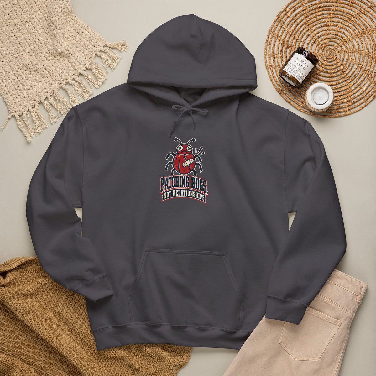 Patching Bugs, Not Relationships Funny Programmer Hoodie