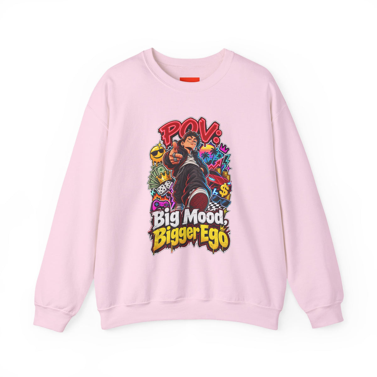 Big Mood, Bigger Ego Funny 80s Neon Sweatshirt