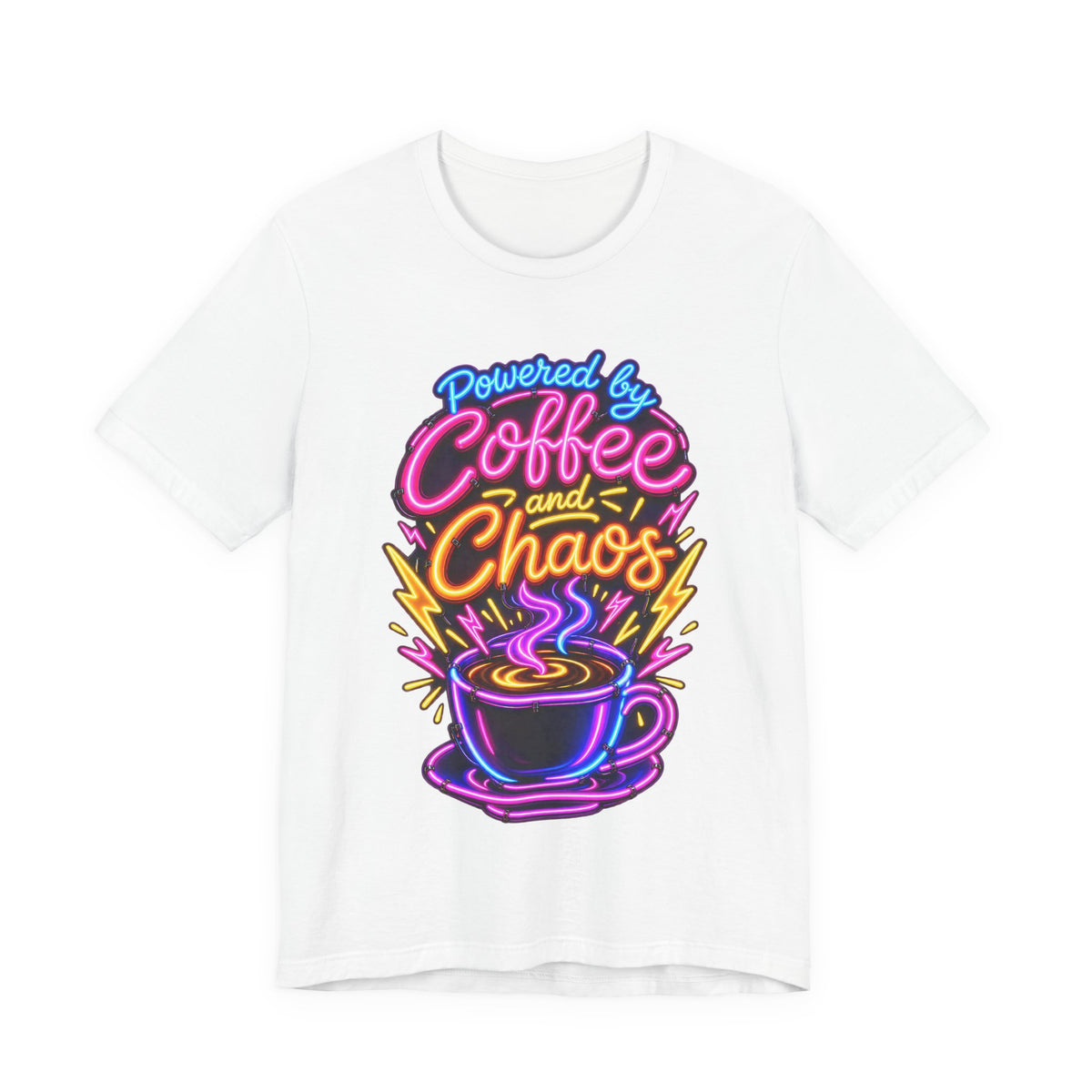 Powered by Coffee and Chaos Funny Nurse T-Shirt