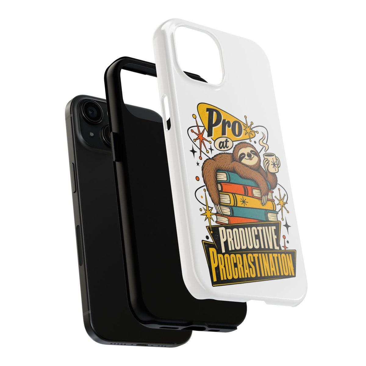 Productive Procrastination Tough Phone Case — Sloth on Books "Pro at Productive Procrastination"