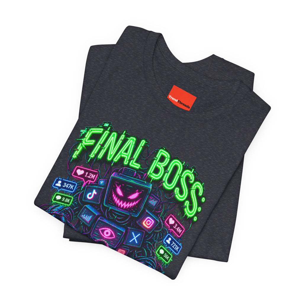 FINAL BOSS: THE ALGORITHM Funny 80s Neon T-Shirt