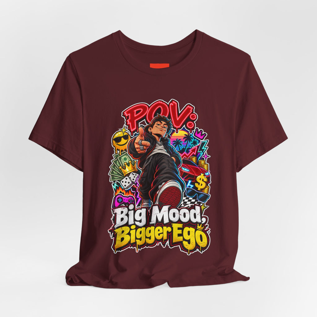 Big Mood, Bigger Ego Funny 80s Neon T-Shirt