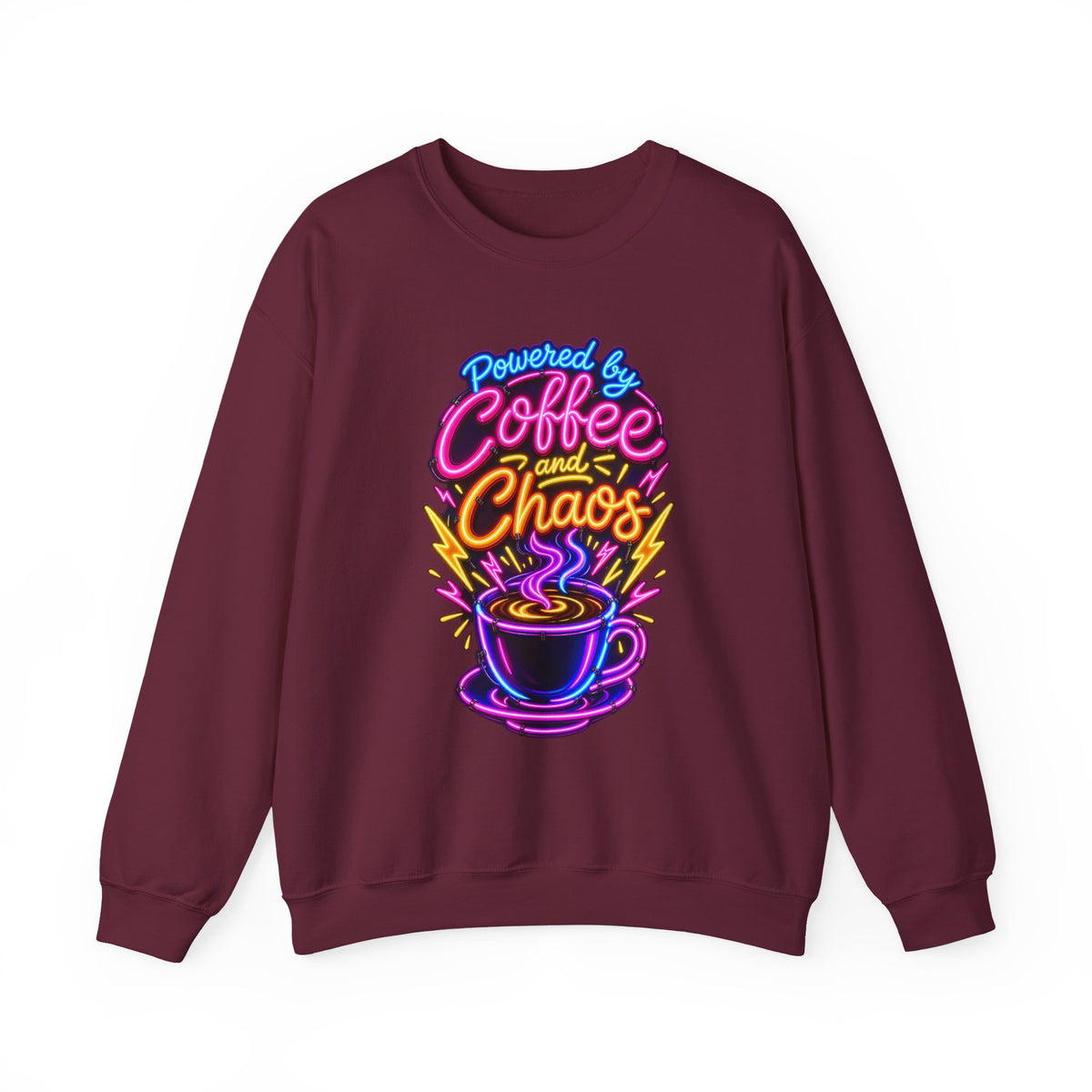 Powered by Coffee and Chaos Funny Nurse Sweatshirt