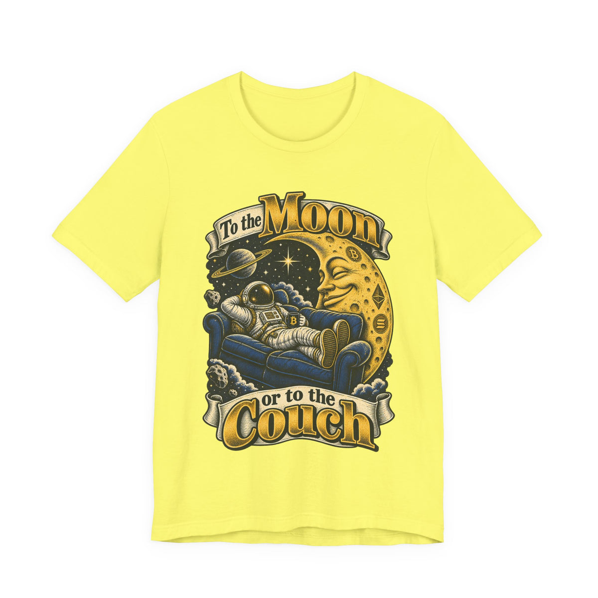 To the Moon or to the Couch Funny Crypto Investor T-Shirt