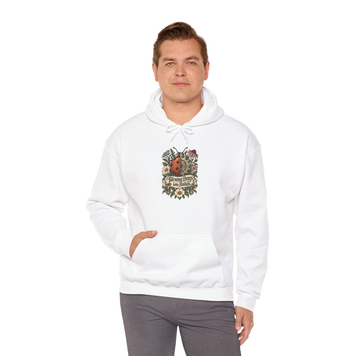Turning Bugs into Builds Funny Programmer Hoodie