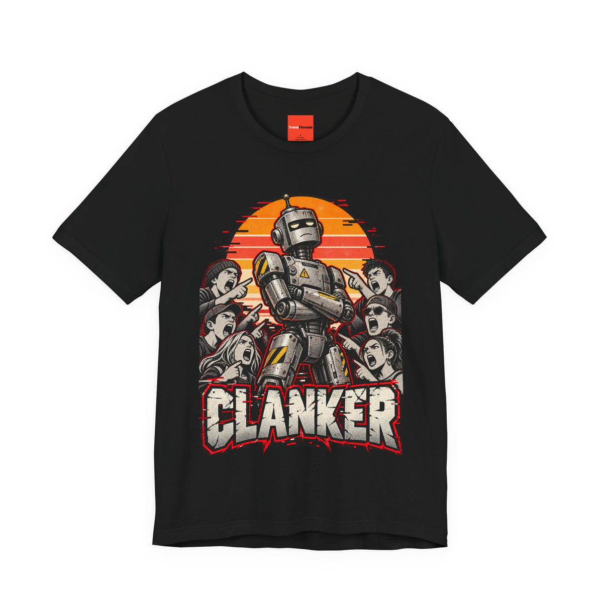 CLANKER Funny General Distressed Print T-Shirt
