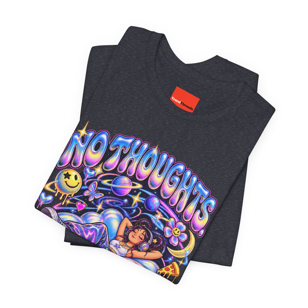 NO THOUGHTS. JUST VIBES. Funny Y2K Graphic T-Shirt