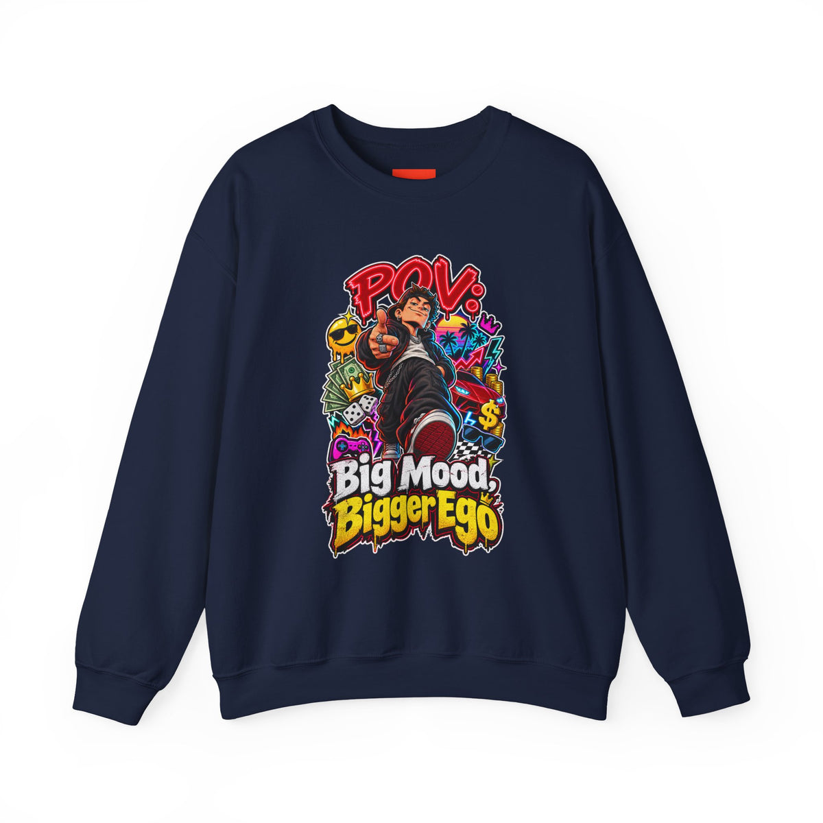 Big Mood, Bigger Ego Funny 80s Neon Sweatshirt