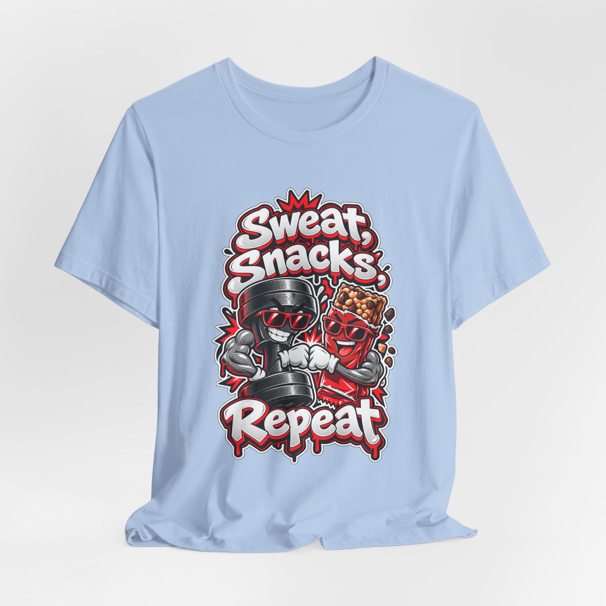 Sweat, Snacks, Repeat Funny Fitness T-Shirt