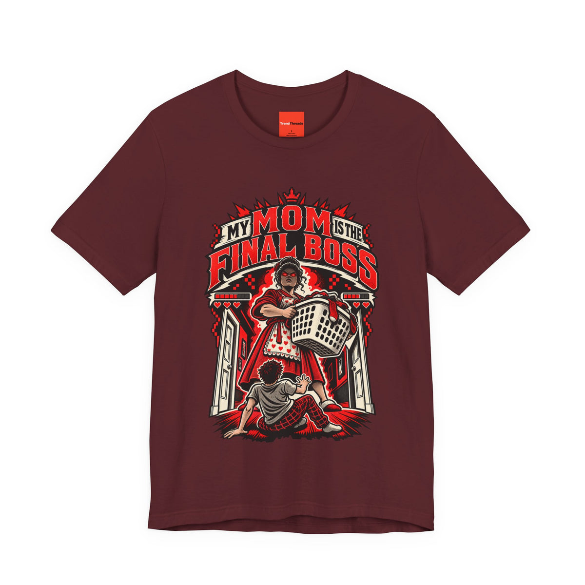MY MOM IS THE FINAL BOSS Funny Retro Vintage T-Shirt