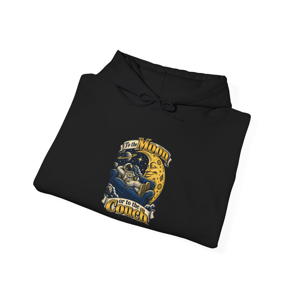 To the Moon or to the Couch Funny Crypto Investor Hoodie