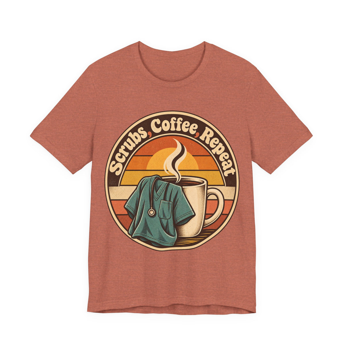 Scrubs, Coffee, Repeat Funny Nurse T-Shirt