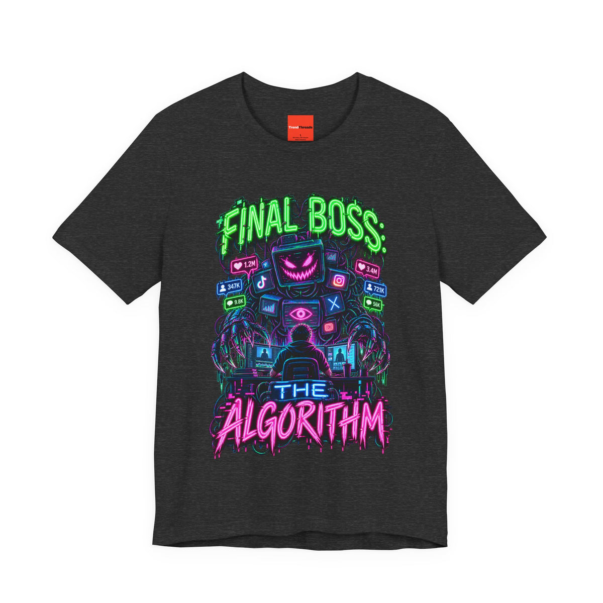 FINAL BOSS: THE ALGORITHM Funny 80s Neon T-Shirt