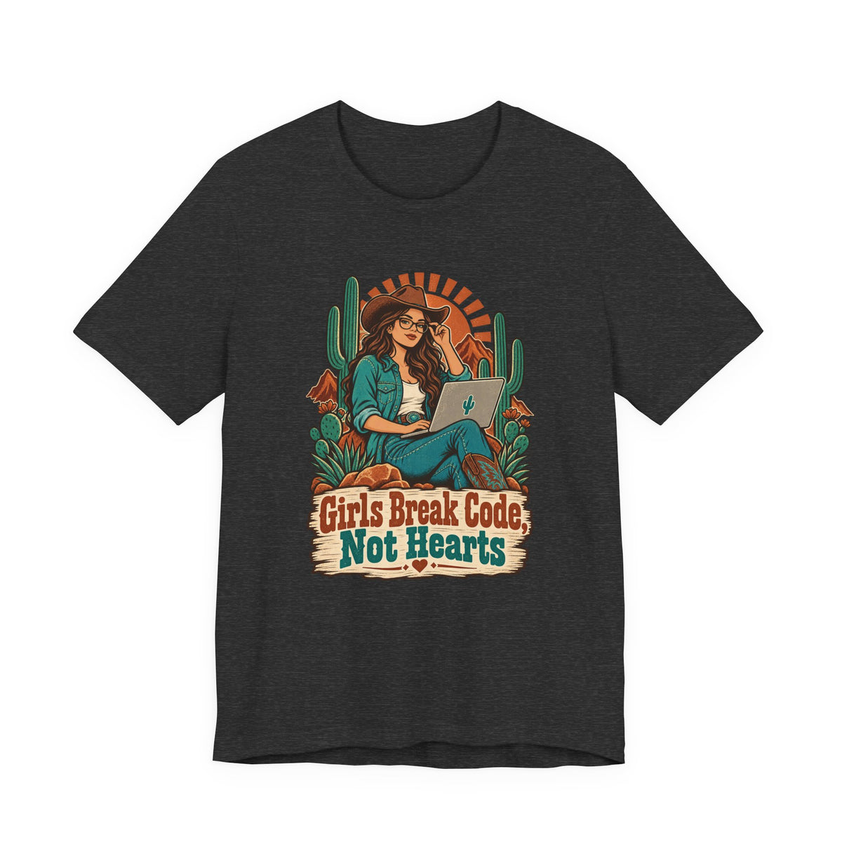 Girls Break Code, Not Hearts Funny Programmer T-Shirt