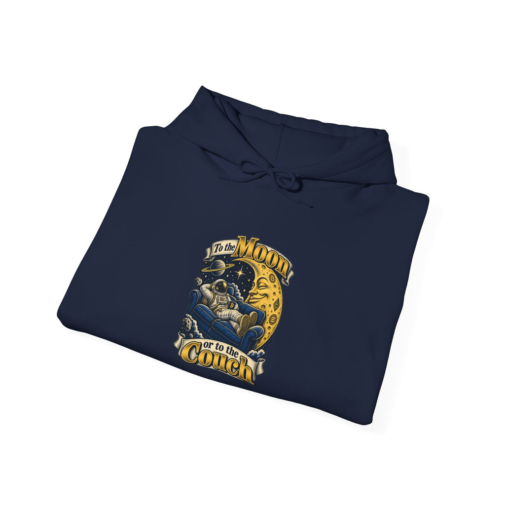 To the Moon or to the Couch Funny Crypto Investor Hoodie