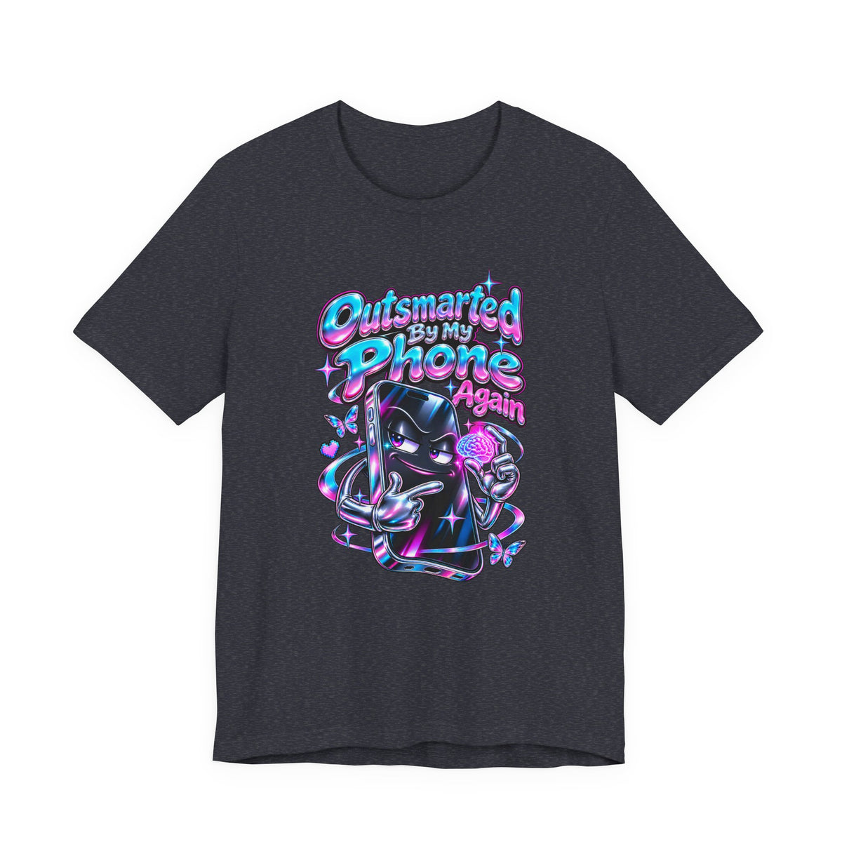 Outsmarted By My Phone Again Funny Tech T-Shirt