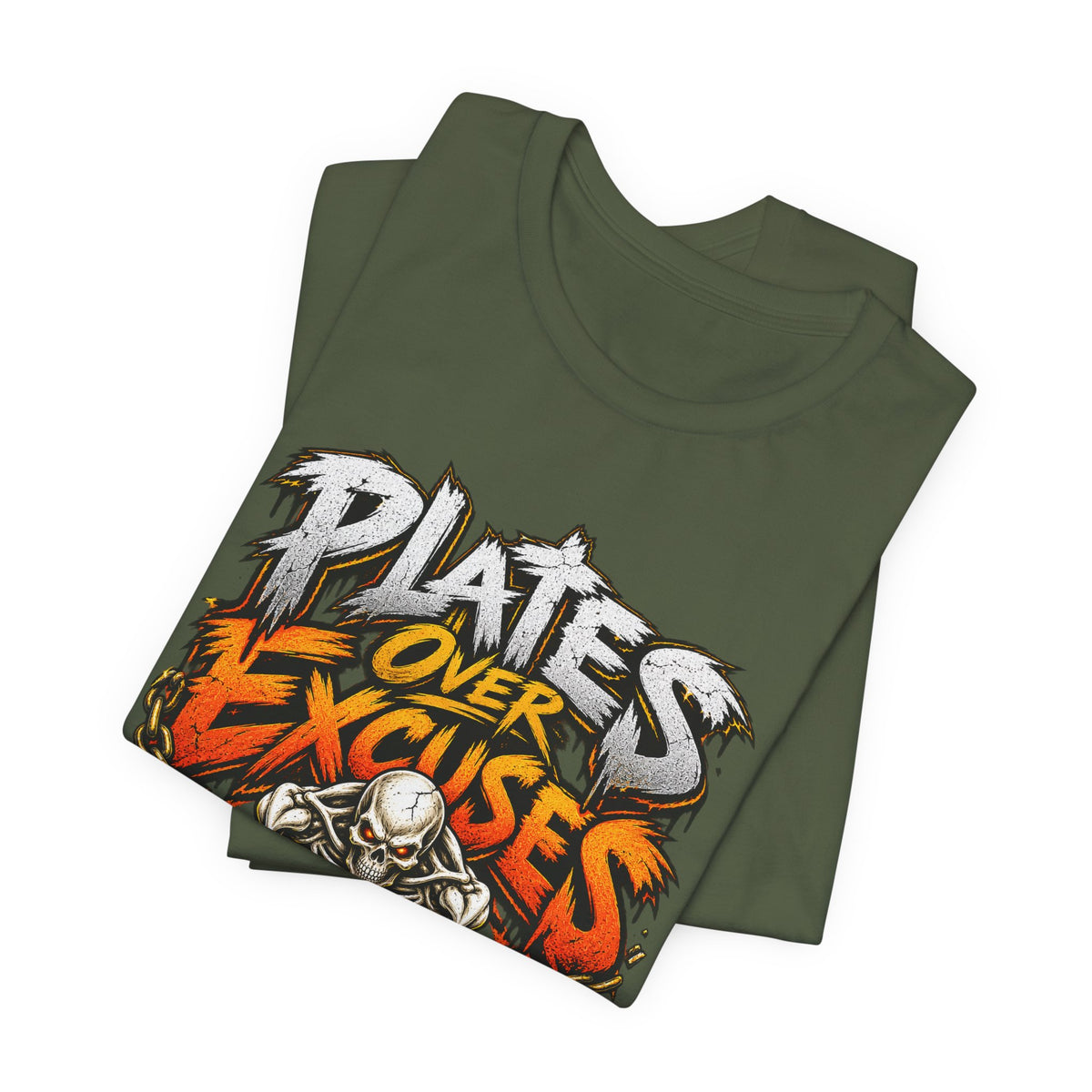Plates Over Excuses Funny Weightlifting T-Shirt