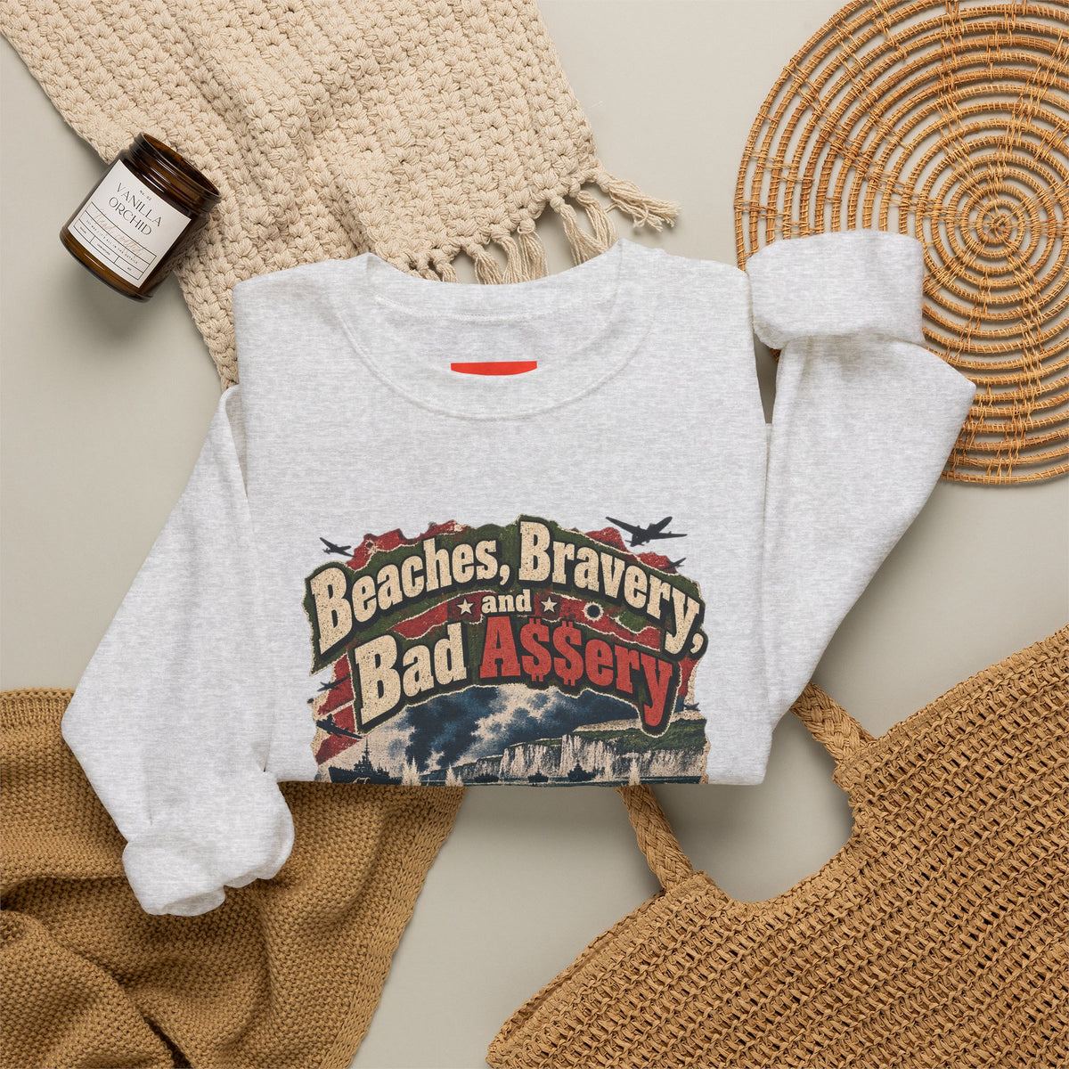 Beaches, Bravery, and Bad A$$ery Funny Beach Sweatshirt