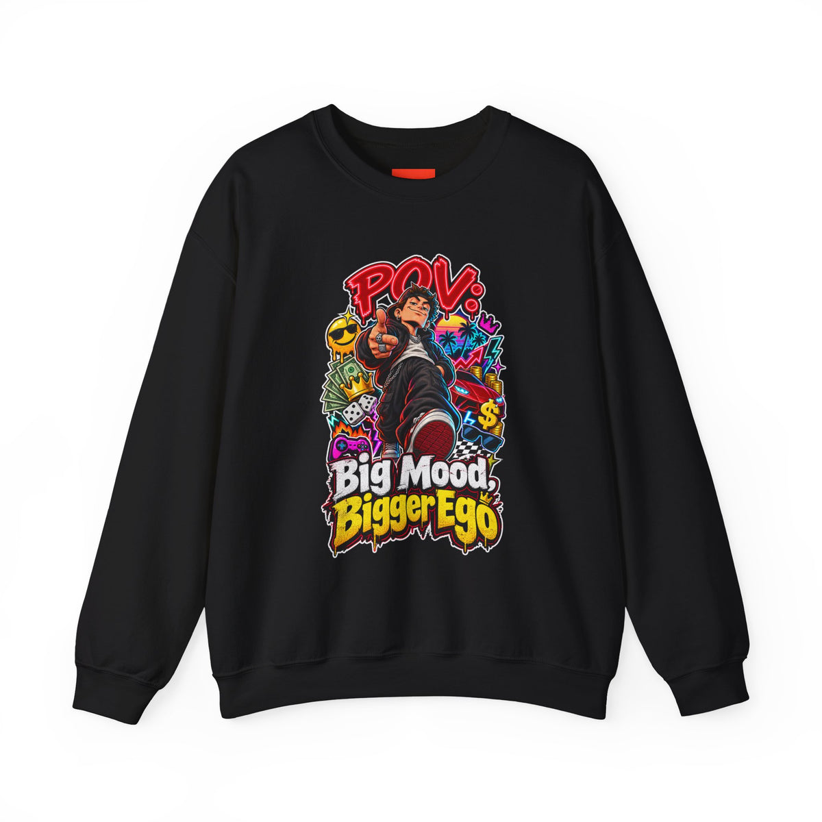 Big Mood, Bigger Ego Funny 80s Neon Sweatshirt