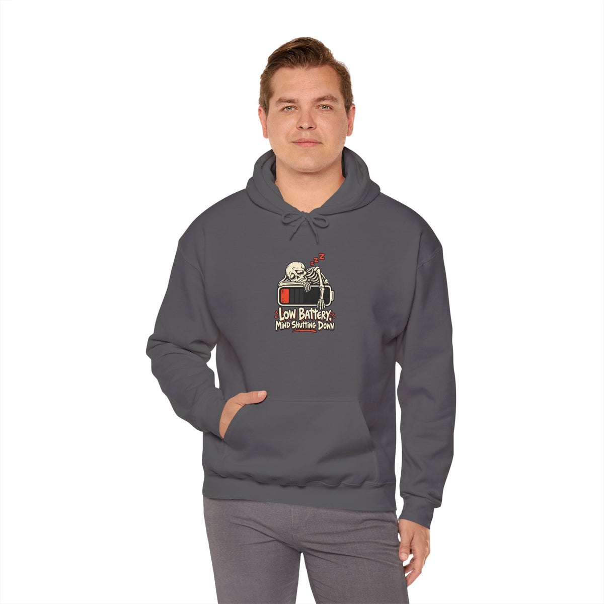 Low Battery, Mind Shutting Down Funny Self-Deprecating Hoodie