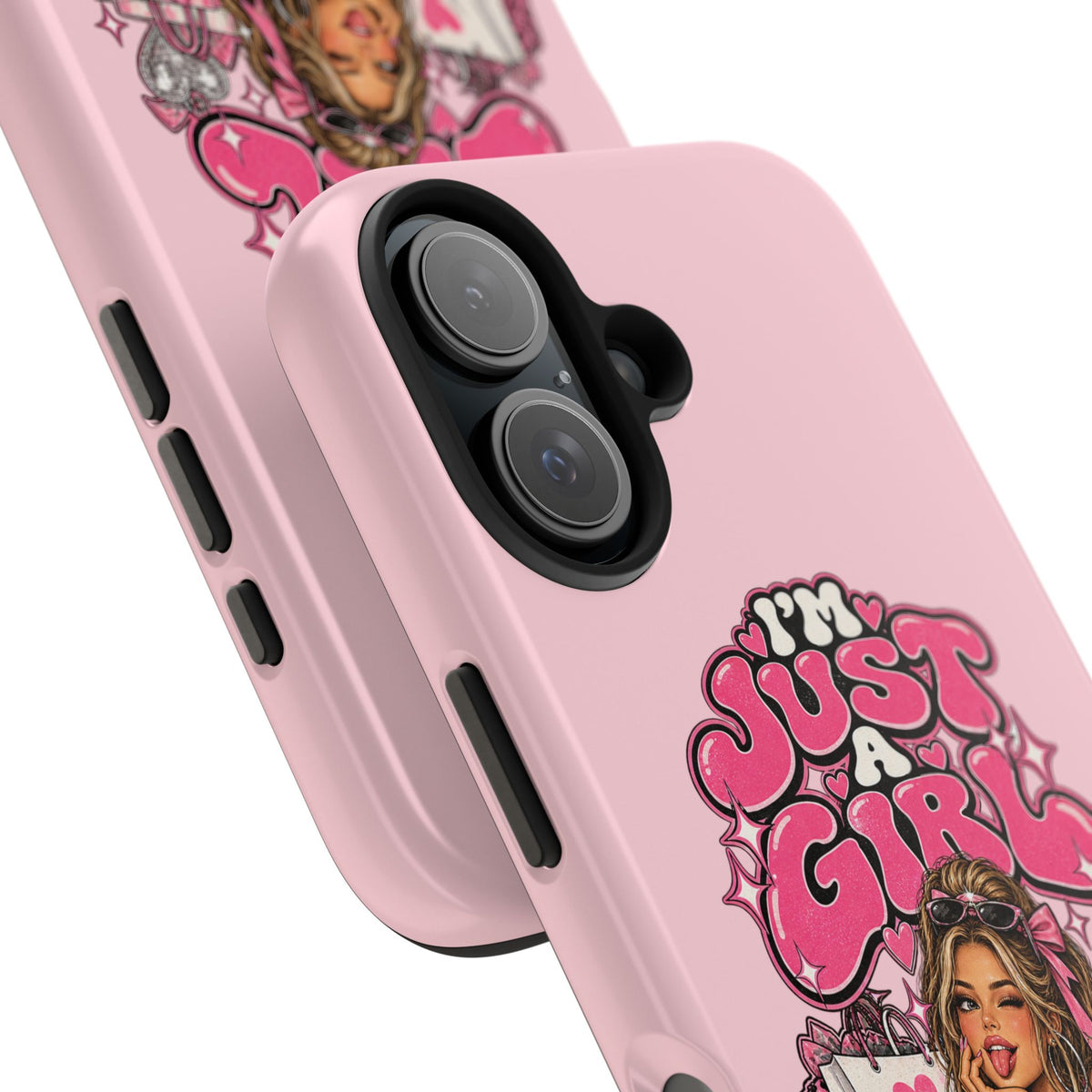 Pink "I'm Just a Girl" Tough Phone Case — Cute Girl Aesthetic Protective iPhone Cover