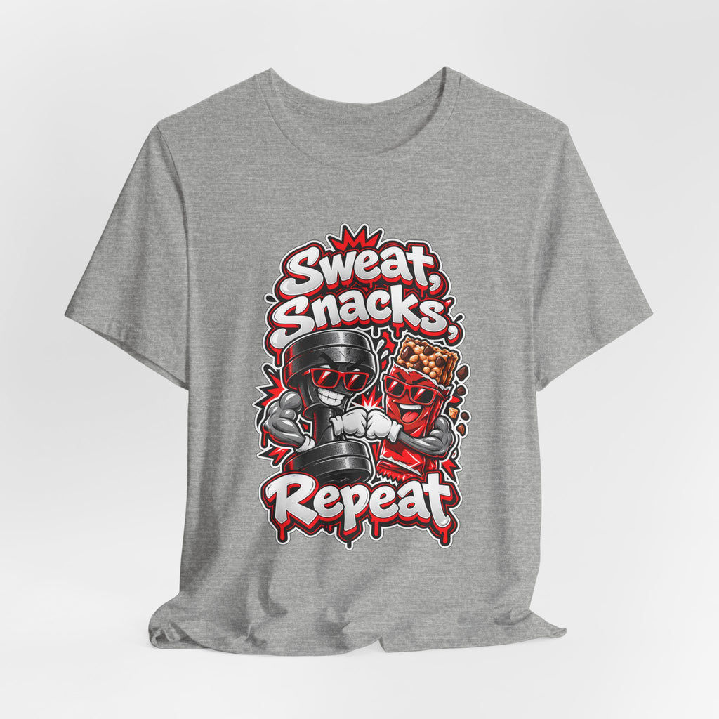 Sweat, Snacks, Repeat Funny Fitness T-Shirt