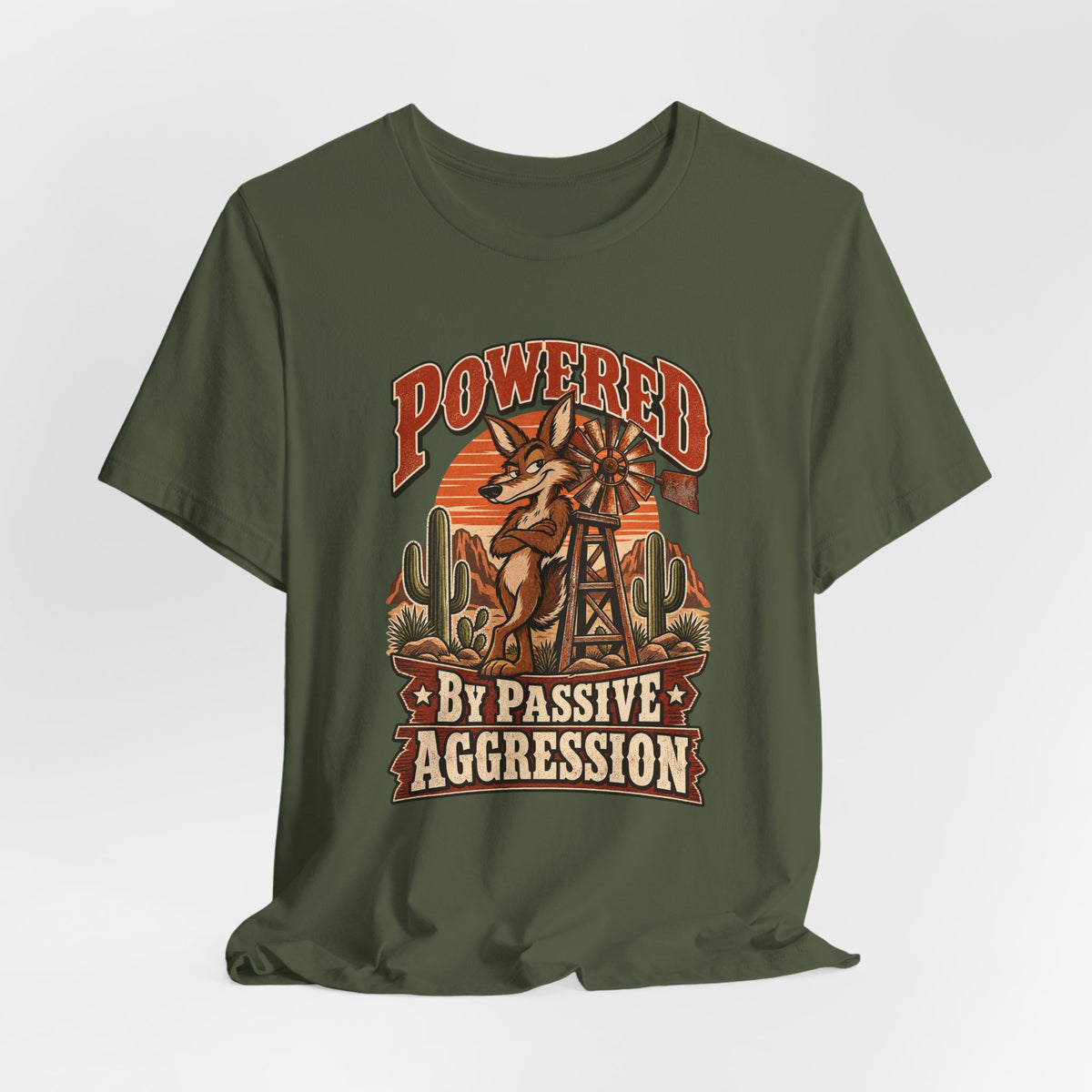 Powered By Passive Aggression Funny Western Ranch T-Shirt