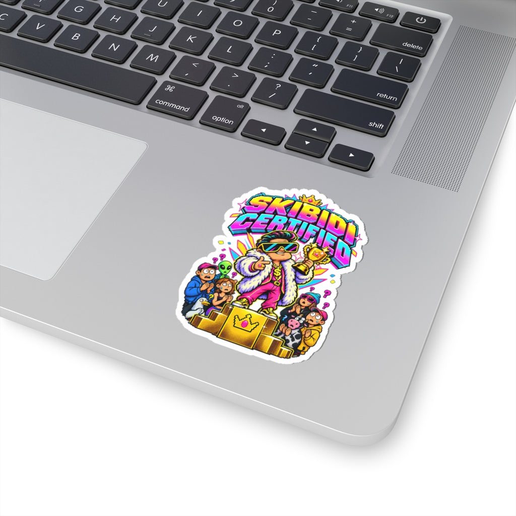 Skibidi Certified Sticker — Colorful Retro Cartoon Kiss-Cut Decal