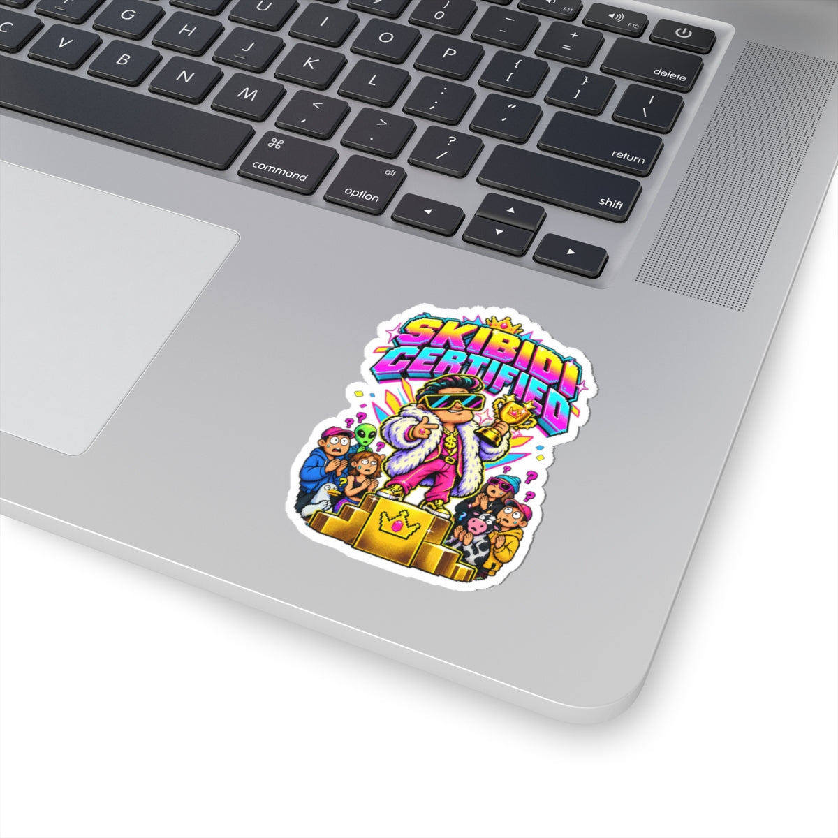 Skibidi Certified Sticker — Colorful Retro Cartoon Kiss-Cut Decal