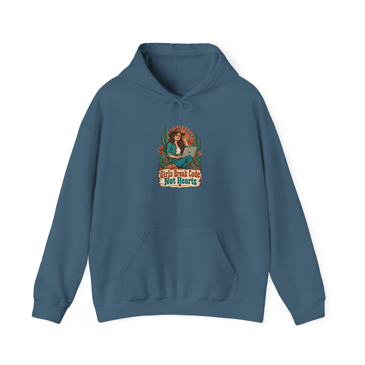 Girls Break Code, Not Hearts Funny Programmer Hoodie