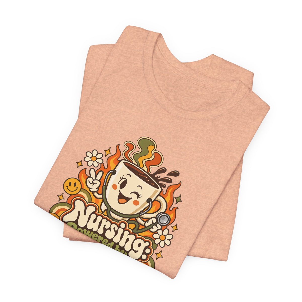 Nursing: Powered by Caffeine & Chaos Funny Nurse T-Shirt