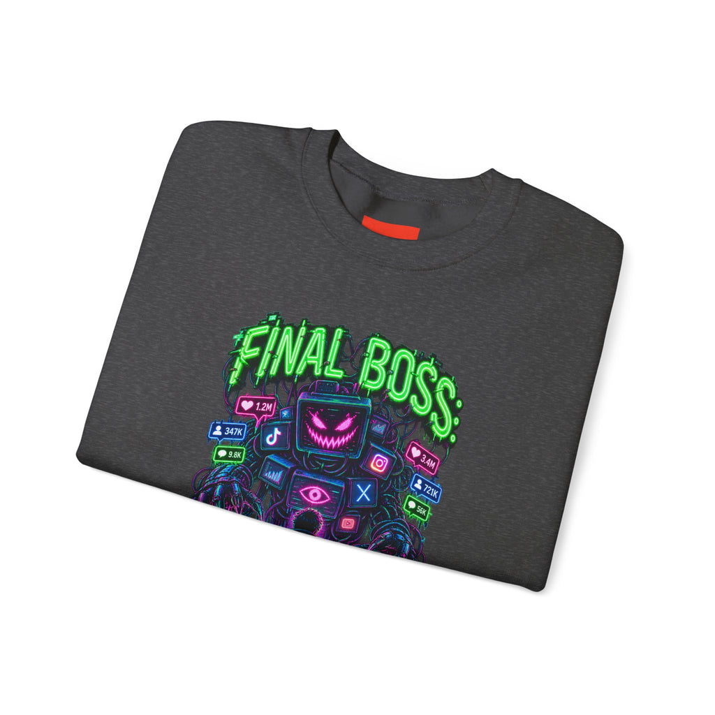 FINAL BOSS: THE ALGORITHM Funny 80s Neon Sweatshirt