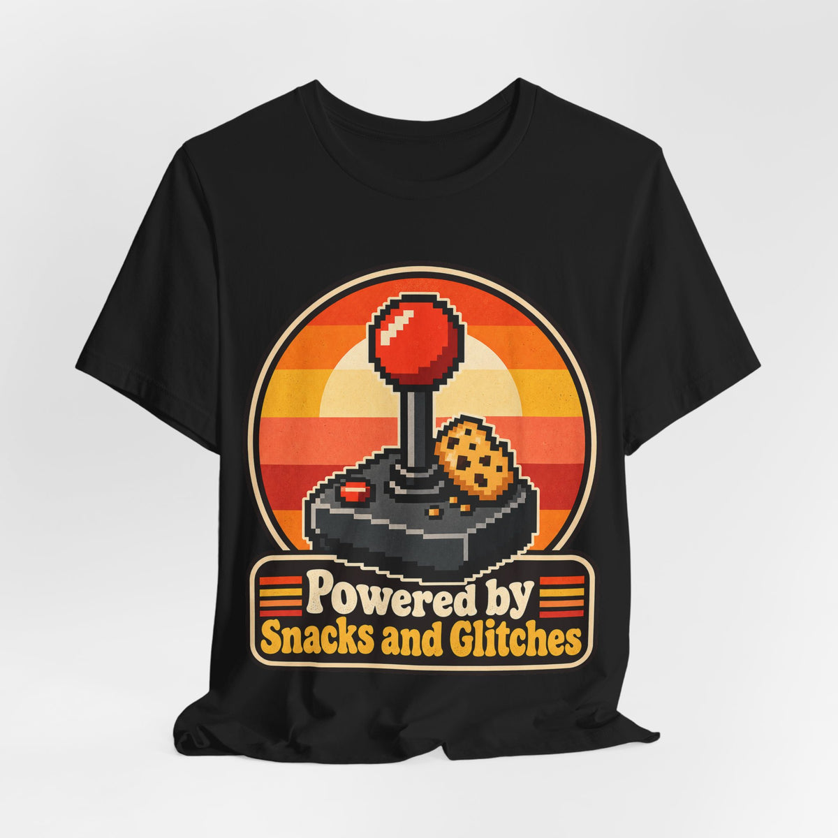 Powered by Snacks and Glitches Funny Gamer T-Shirt