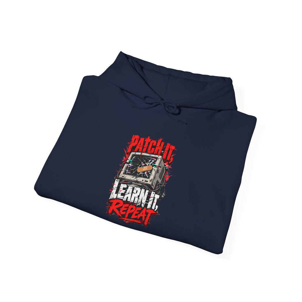 Patch It, Learn It, Repeat Funny Programmer Hoodie