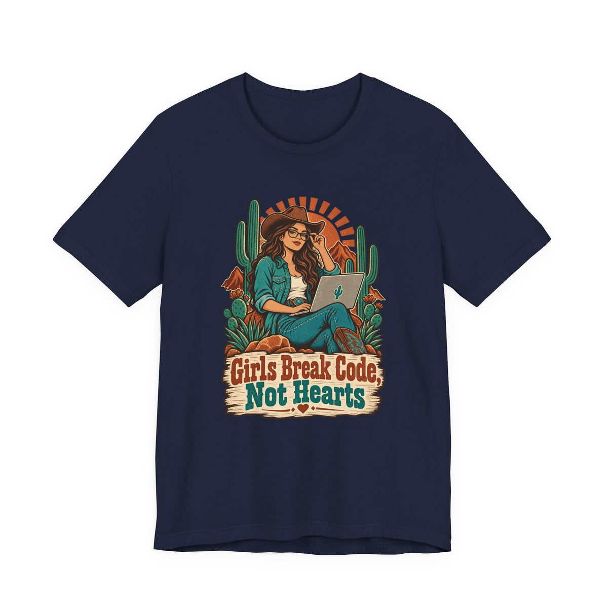 Girls Break Code, Not Hearts Funny Programmer T-Shirt