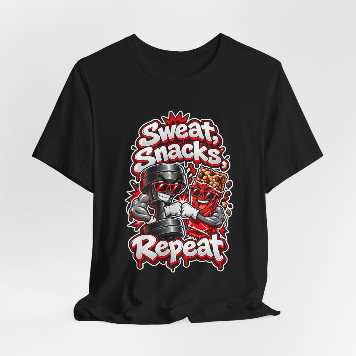 Sweat, Snacks, Repeat Funny Fitness T-Shirt