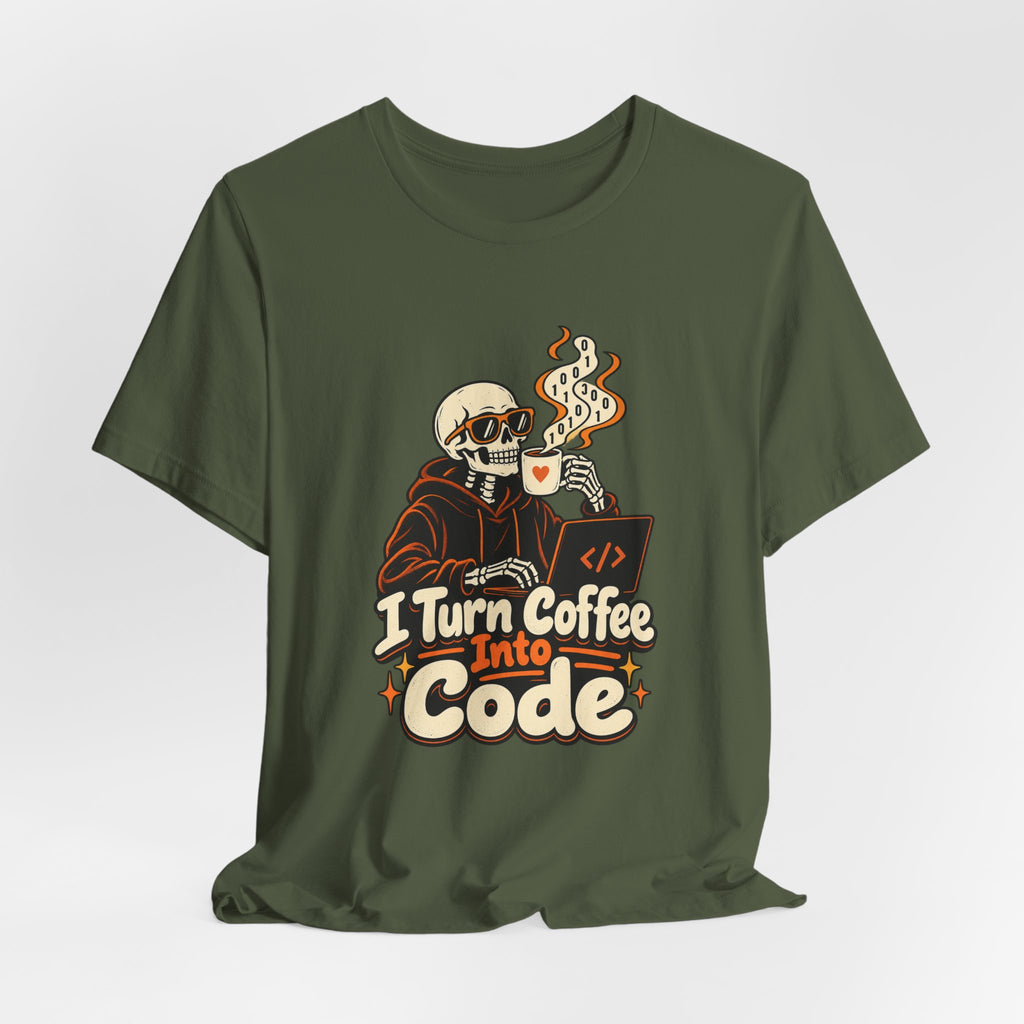 I Turn Coffee Into Code Funny Programmer T-Shirt