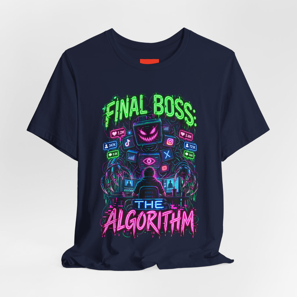 FINAL BOSS: THE ALGORITHM Funny 80s Neon T-Shirt