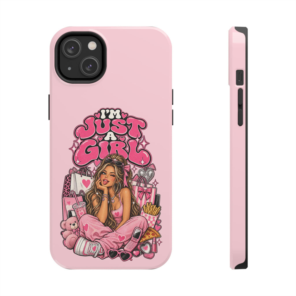 Pink "I'm Just a Girl" Tough Phone Case — Cute Girl Aesthetic Protective iPhone Cover