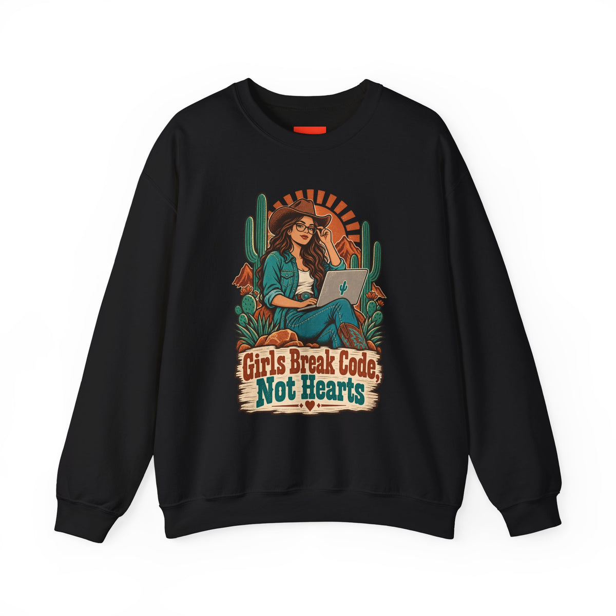 Girls Break Code, Not Hearts Funny Programmer Sweatshirt