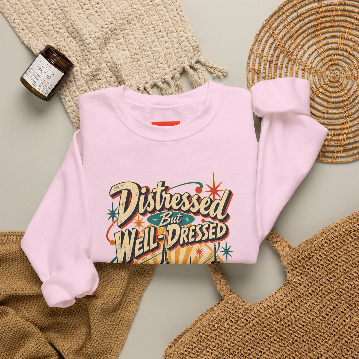 Distressed But Well-Dressed Funny Fashion Sweatshirt