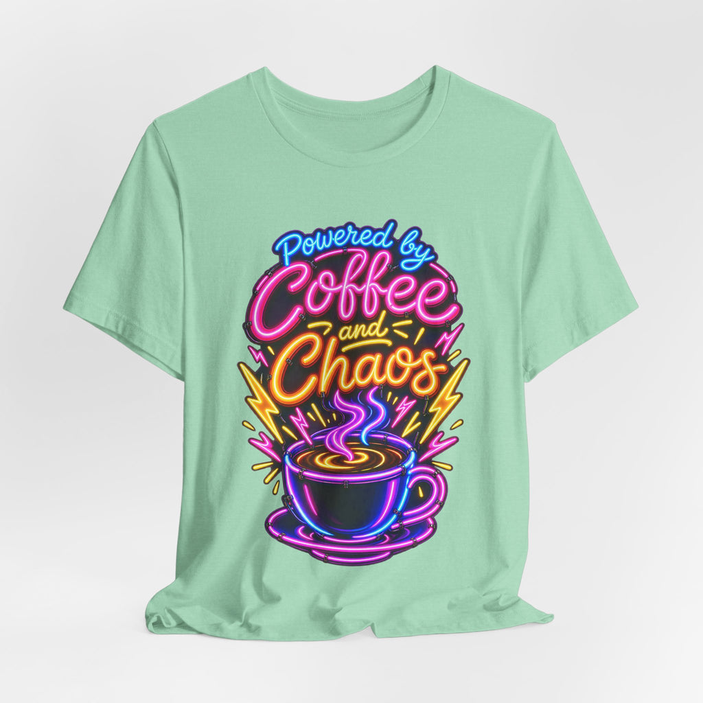 Powered by Coffee and Chaos Funny Nurse T-Shirt
