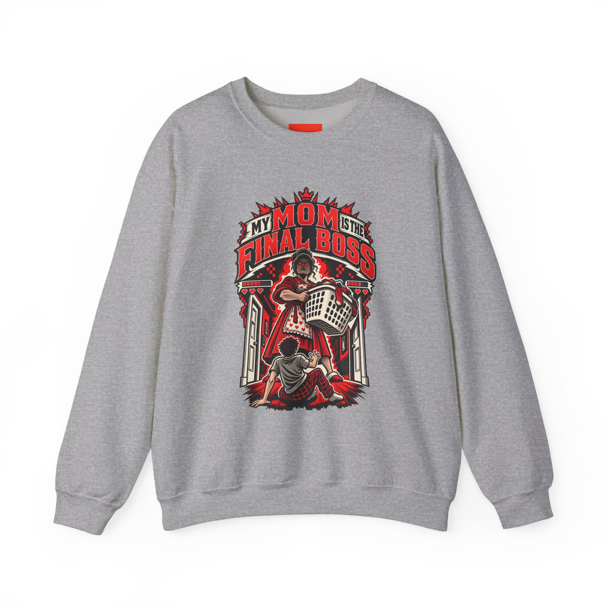 MY MOM IS THE FINAL BOSS Funny Retro Vintage Sweatshirt