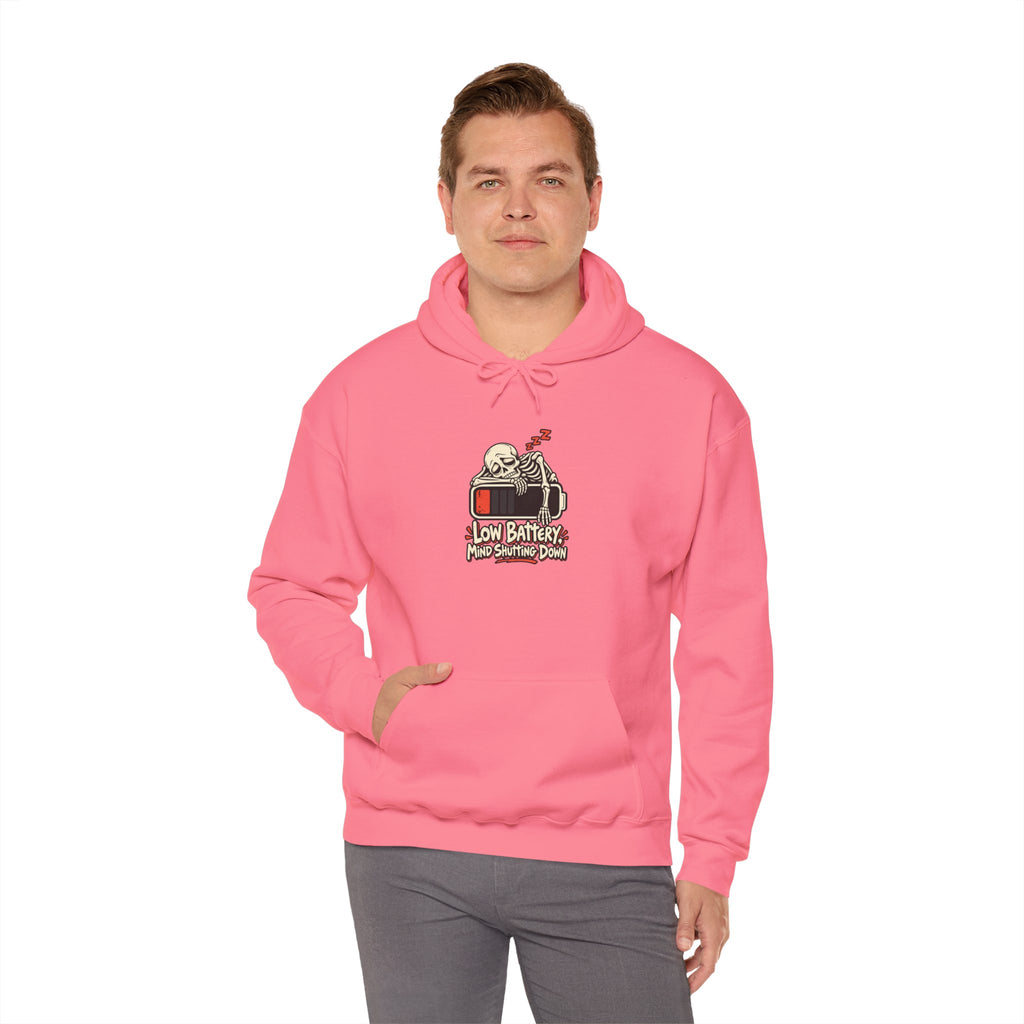Low Battery, Mind Shutting Down Funny Self-Deprecating Hoodie