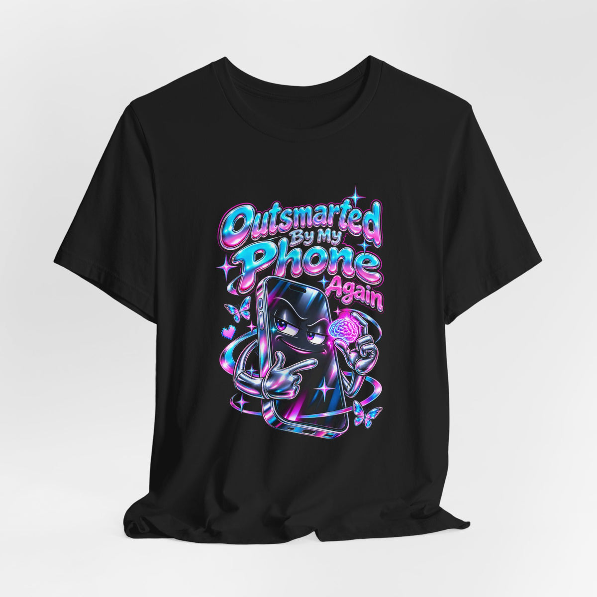 Outsmarted By My Phone Again Funny Tech T-Shirt
