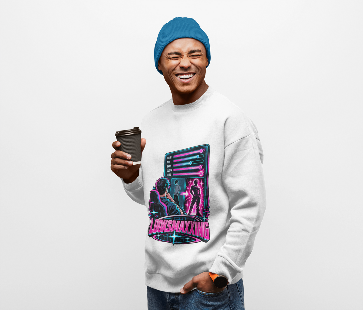 LOOKSMAXXING Funny Y2K Graphic Sweatshirt