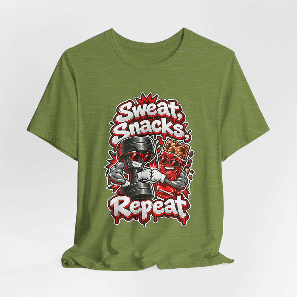 Sweat, Snacks, Repeat Funny Fitness T-Shirt